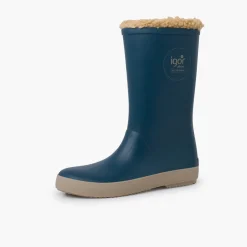 Bottes De Pluie Fausse Fourrure Semelle Beige