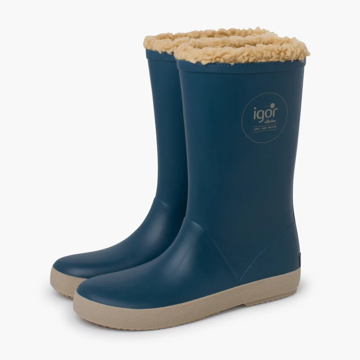 Bottes De Pluie Fausse Fourrure Semelle Beige