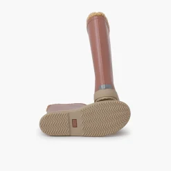 Bottes De Pluie Fausse Fourrure Semelle Beige