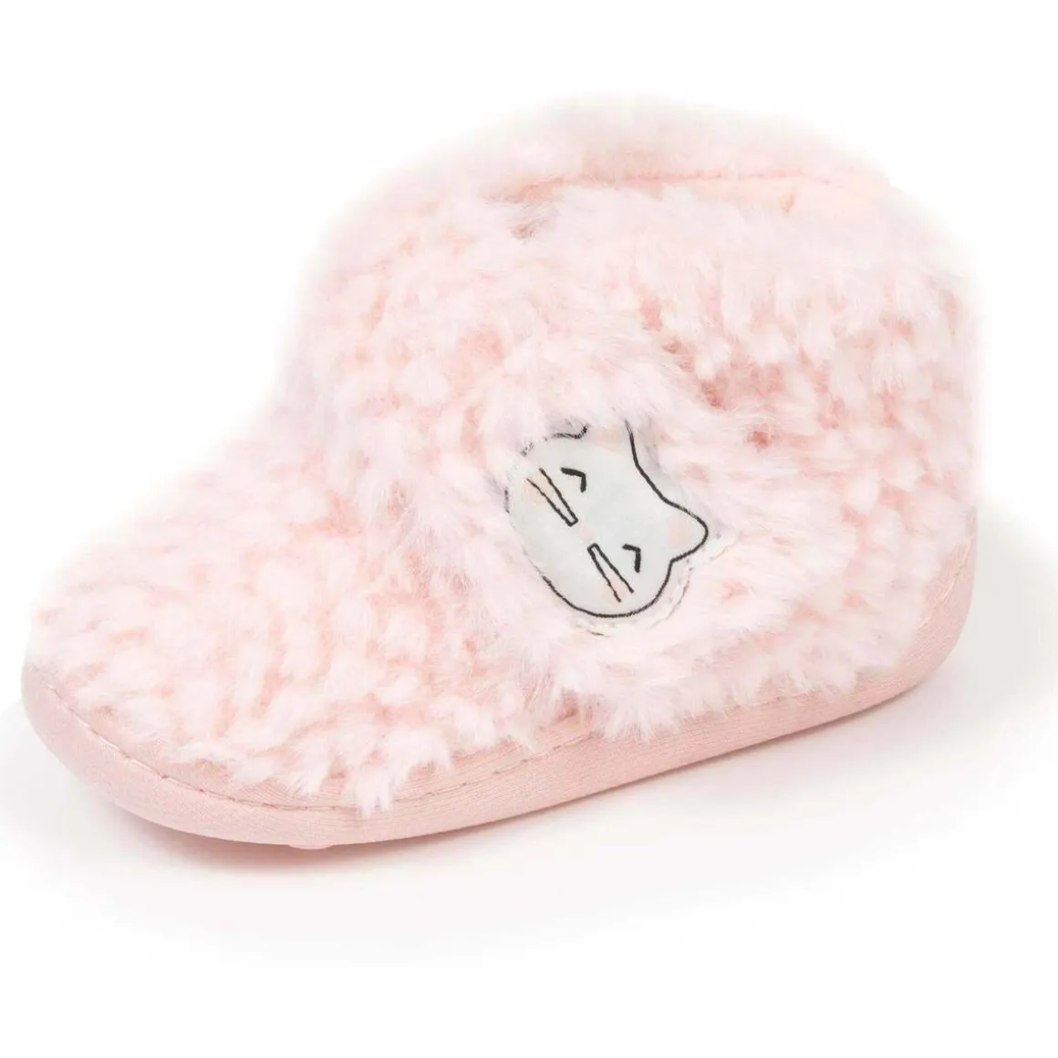 Chaussons bottillons scratch Bébé Rose chat