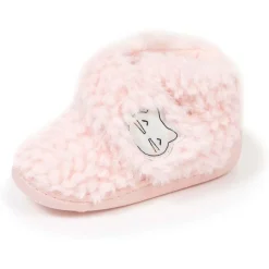 Chaussons bottillons scratch Bébé Rose chat