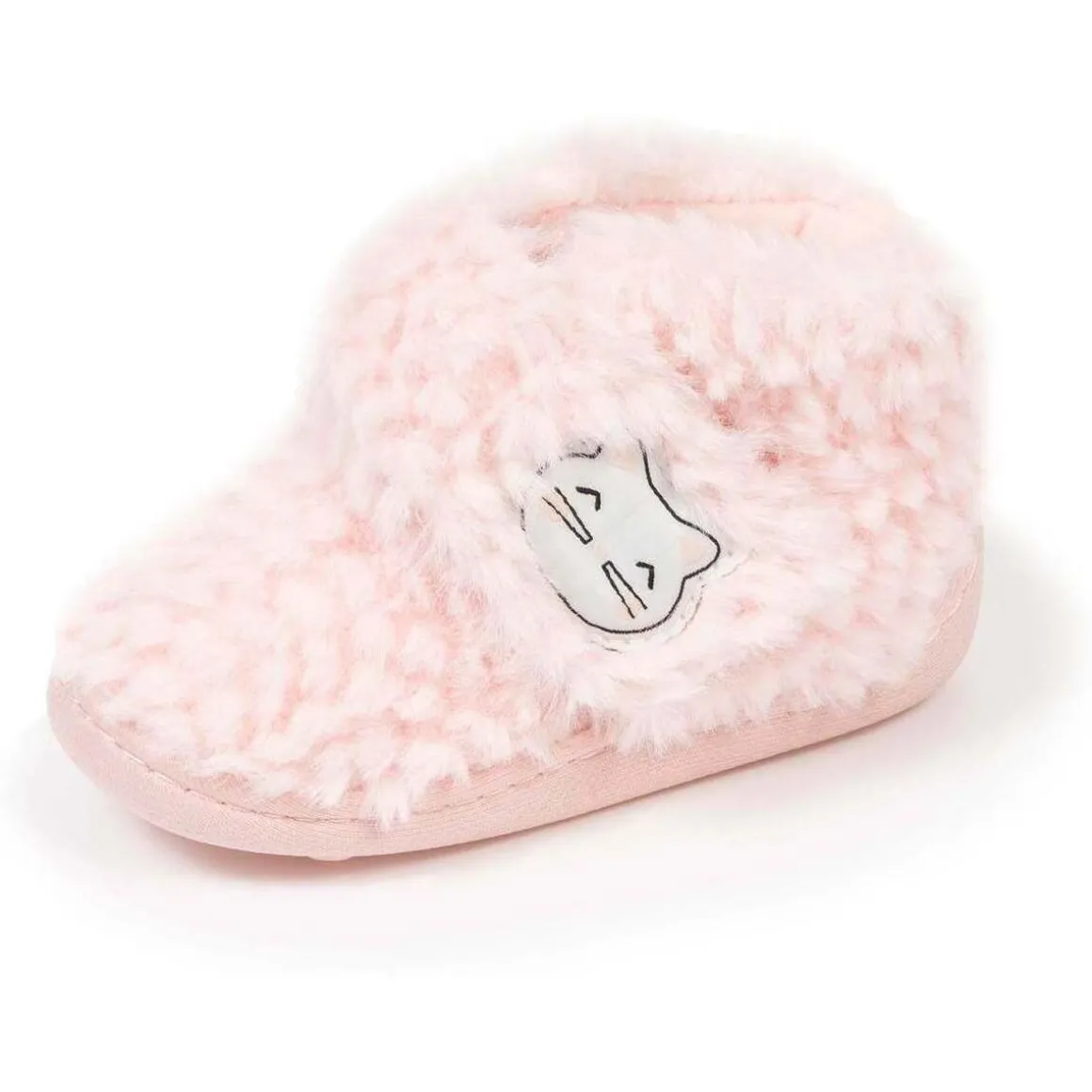 Chaussons bottillons scratch Bébé Rose chat