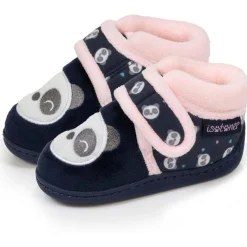 Chaussons bottillons scratch Bébé Marine panda