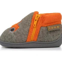 Chaussons bottillons zip Bébé tracteur Kaki chiné