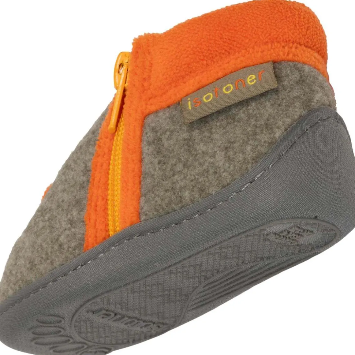 Chaussons bottillons zip Bébé tracteur Kaki chiné