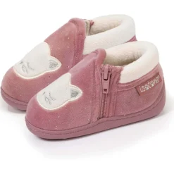 Chaussons bottillons zip Enfant Rose Chat