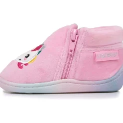 Chaussons bottillons zip Bébé Rose licorne