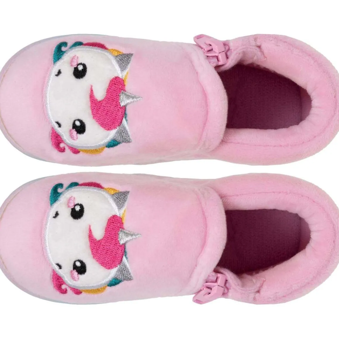 Chaussons bottillons zip Bébé Rose licorne