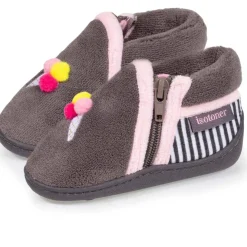 Chaussons bottillons zip Bébé Glace Gris