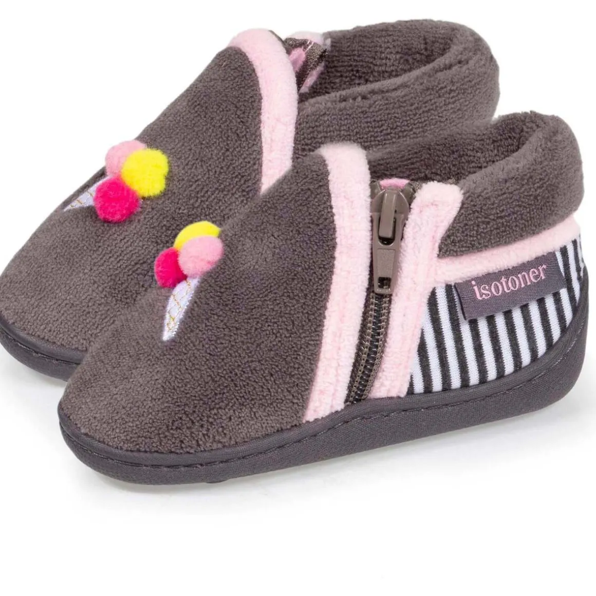 Chaussons bottillons zip Bébé Glace Gris