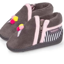Chaussons bottillons zip Bébé Glace Gris