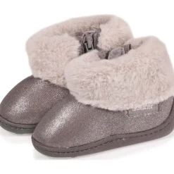 Chaussons bottillons zip Bébé Gris irisé