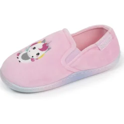 Chaussons mocassins Enfant Rose licorne