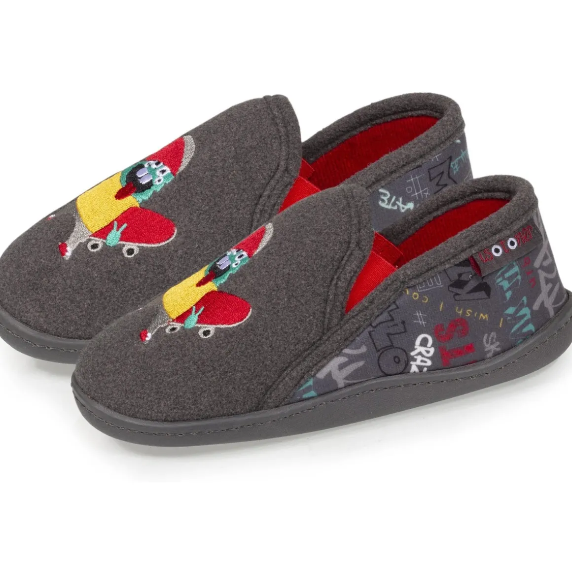 Chaussons mocassins Enfant Monstre Gris