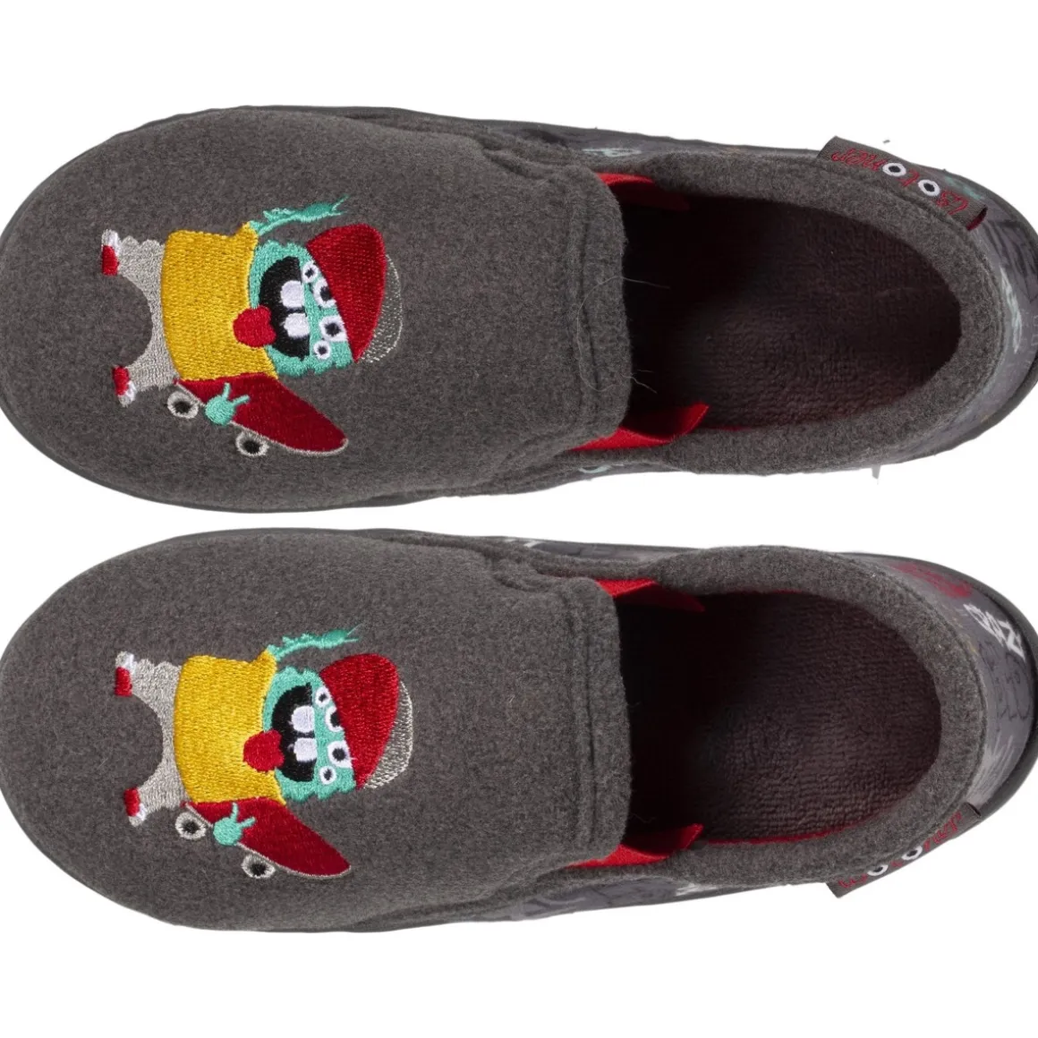 Chaussons mocassins Enfant Monstre Gris
