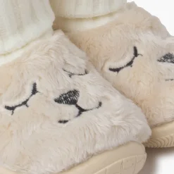 Chaussons Ours En Fourrure Douce Chaussettes