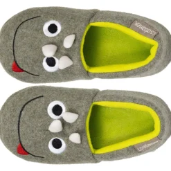 Chaussons slippers Garçon Dinosaure Kaki chiné